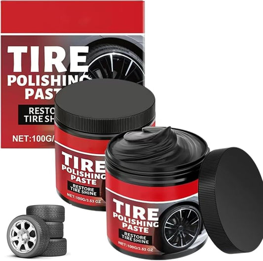 Car Tire Shine with Sponge, 100g Tire Coating Paste, Tire Polishing Paste, Wheel Shine Tire Polishing Paste for Car, Truck, Motorcycle, RV & More, 2PCS