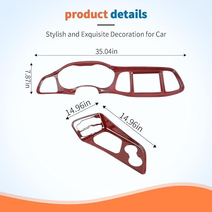 JeCar Red Carbon Fiber Interior Trim Kit Overlay for 2015-2023 Dodge Challenger Interior Accessories, 2pcs