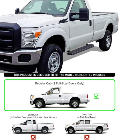 APS Running Boards (Nerf Bars Side Steps Step Bars) Compatible with Ford F250 F350 Super Duty 1999-2016 Regular Cab (Stainless Steel Black Powder Coated 5 inches)