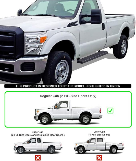 APS Running Boards (Nerf Bars Side Steps Step Bars) Compatible with Ford F250 F350 Super Duty 1999-2016 Regular Cab (Stainless Steel Black Powder Coated 5 inches)