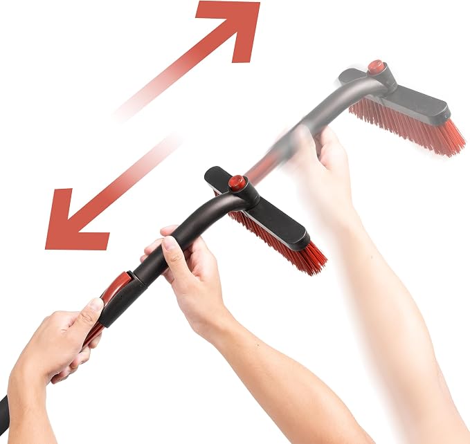 BDK Motor Trend Ice Scraper with Extendable Handle and Rotating Brush Head - Tough Rubber Grip Snow Brush/Broom/Frost Remover for Car and Truck Windshields/Mirrors, Winter Storm Survival Kits