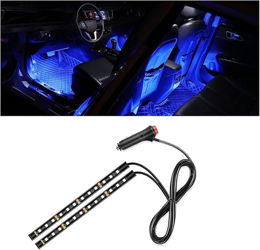Universal Car LED Strip Light, Cigarette Lighter Auto Interior Decorative Lamp, 12V Under Dash Ambient Night Light, 24 LEDs RGB Neon Interior Atmosphere Lights for Car SUV (Blue, Cigar Lighter)
