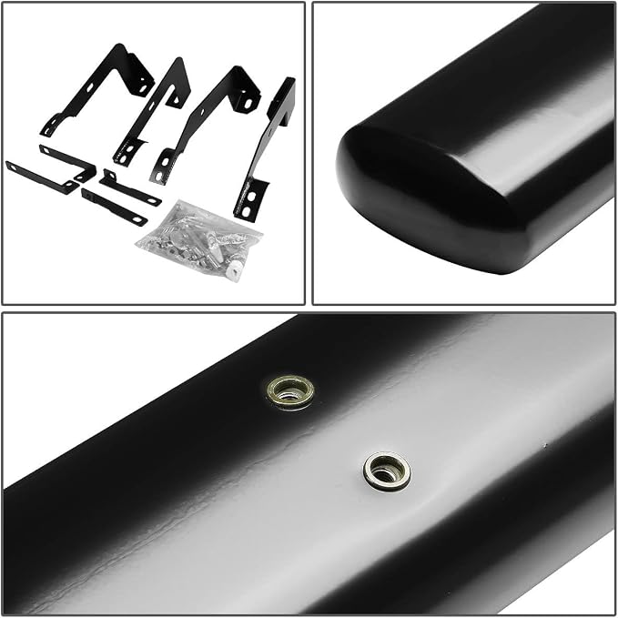 DNA Motoring 5 Inches Running Boards Compatible with 02-08 Ram 1500 Quad/Crew Cab, Powder Coated Side Step Nerf Bars, STEPB-5O-933-BK