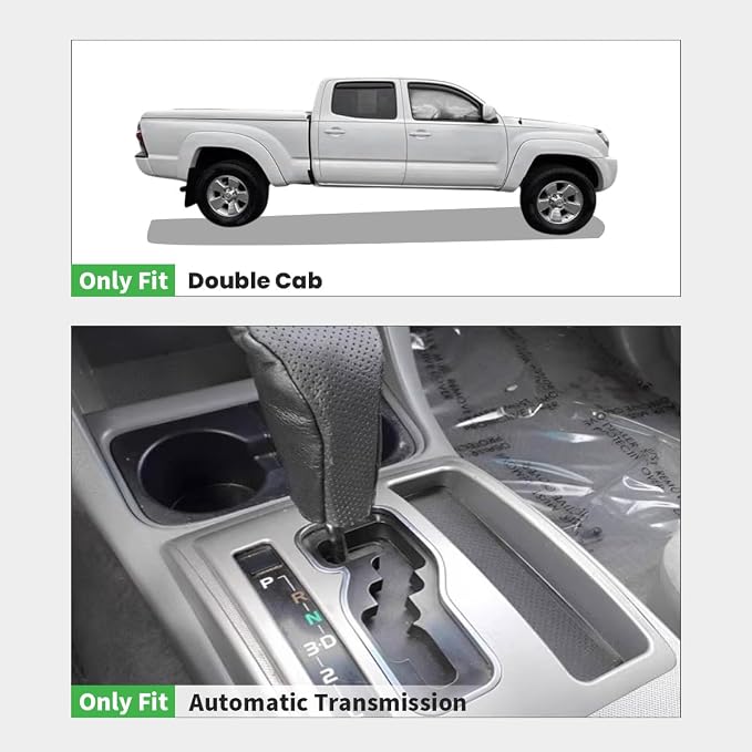 LASFIT Floor Mats for Toyota Tacoma 2008-2011 Double Cab Auto Tran, Custom Fit All Weather Protection Durable TPE Floor Liners for 2008-2011 Tacoma Accessories Front & Rear 2 Row Row Car Mats, Black