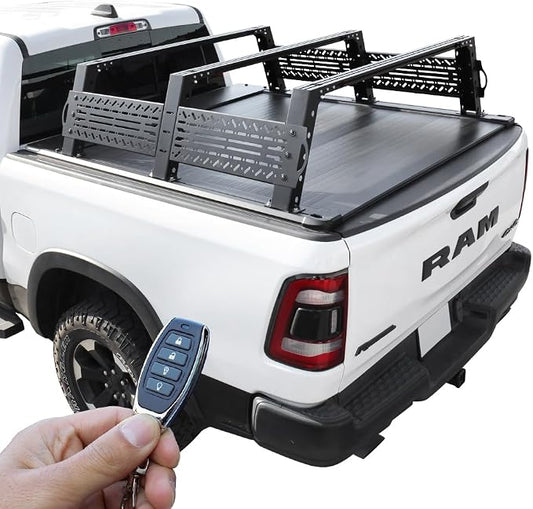 Syneticusa ER Power Retract Hard Tonneau Cover with R6 Rack Fits 2004-2026 Ford F-150 5.5' (67”) (incl. Raptor/Lightning) Truck Bed Overlanding Off Road Retractable