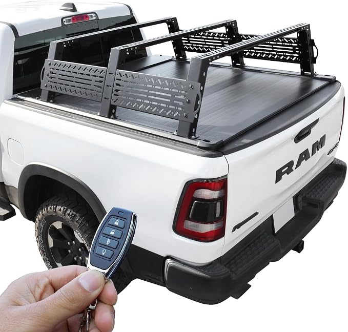 Syneticusa ER Power Retract Hard Tonneau Cover with Rack Kit Fits 2004-2026 Ford F-150 6’7” (78.9”) Truck Bed Off Road Overlanding Retractable