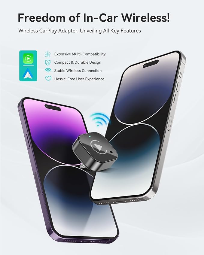 Spedal Wireless CarPlay Adapter USB C, 2nd Gen 2-in-1 Android Auto Wireless Dongle, 2026 Upgraded Wired to Wireless Converter for 2016+ Factory CarPlay Cars, No Lag Fast Connect, USB-A Included