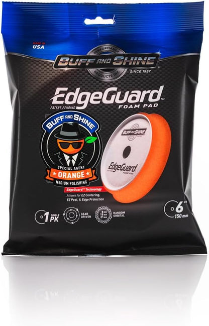 Buff and Shine - EdgeGuard Foam Buffing Pads - Orange - 6" Cutting & Polishing Pad - Pack of 2