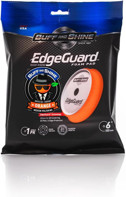 Buff and Shine - EdgeGuard Foam Buffing Pads - Orange - 6" Cutting & Polishing Pad - Pack of 2