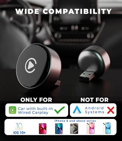 Wireless CarPlay Adapter 2025 Upgrade Wired CarPlay to Wireless, Mini USB Design for Cars with Built-in Wired Apple CarPlay Plug and Play Easy Use Fast Stable Connection Car Play for iPhone