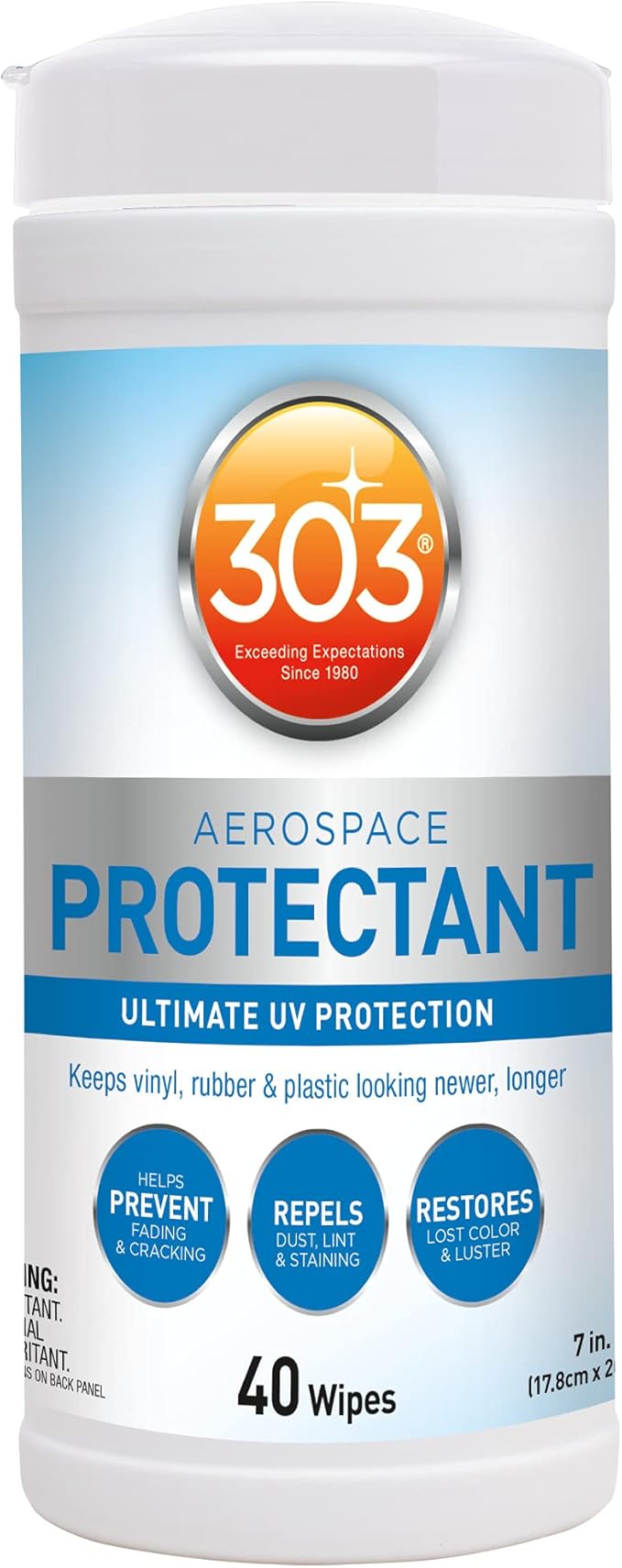 303 Products (30321) Products Aerospace Protectant 40 Count Wipes - Ultimate UV Protection - Keeps vinyl, rubber, and plastic looking newer, longer, 40 Count