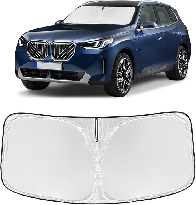 for BMW X3 2025 2026 Windshield Sun Shade - 4 Layers Car Sunshades for Front Windows Shade Cover Custom Fit X3 Base xDrive35i xDrive28i M Sport 250T Retractable Shade Blocks UV Rays Car Accessories