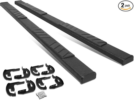 Auto Dynasty Flat Running Boards Compatible with 2004-2014 Ford F150 SuperCrew Cab, Stainless Steel Side Step Rail Nerf Bars, 5" Step Bars, Black Powdercoated