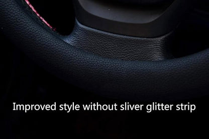 Valleycomfy Steering Wheel Cover with Microfiber Leather for Car Truck SUV 15 inch (Black)