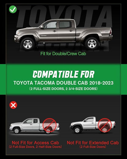 VIWIK Floor Mats for Toyota Tacoma 2018 2019 2020 2021 2022 2023 (Only for Double Cab) Automotive All Weather Custom Fit Floor Liner for 1st and 2nd Row Car Mats TPE Black