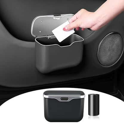 HOLDCY Car Trash Can, Waterproof Multi‑Functional Auto Trash Bin for Door/Console/Seat Back, Universal Vehicle Garbage Can for Car/Truck/SUV Drivers (Black)