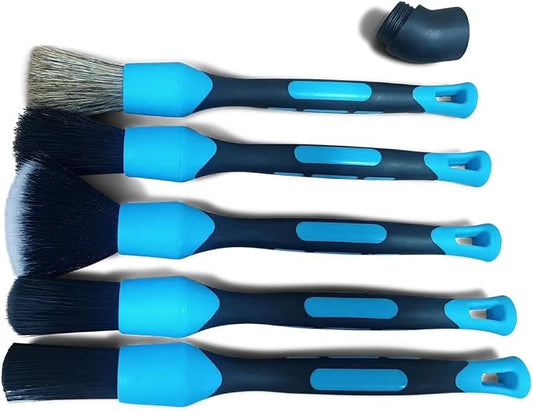 Preimum Car Detailing Brush Set - 5 Pack Auto Detail Kit for Automotive, Soft to Firm Brushes for Cleaning and Polishing for Interior, Exterior, Dashboard, Wheel Rims, Air Vent, Seat, car wash (BLUE)