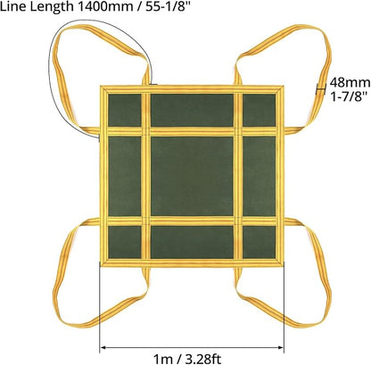 QWORK Heavy-Duty Canvas Cargo Lifting Pad Net - 3.28ft x 3.28ft Reinforced Handle Lifting Net for Construction, Logistics, and Transport, 2645lbs Load Capacity, Non-Slip Material