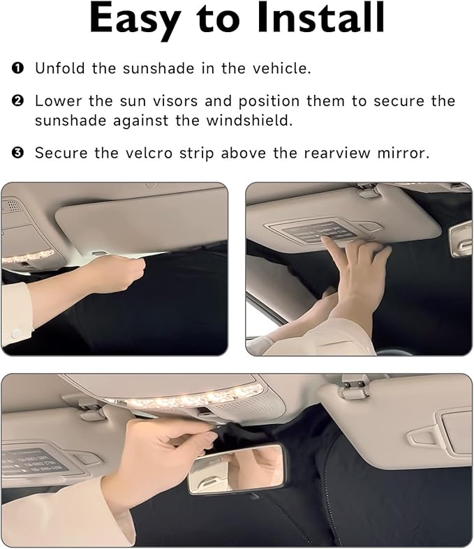 BIBLOZ Car Windshield Sun Shade for Toyota Camry 2012-2017, LE, XLE, SE, XSE, Hybrid Accessories Foldable PET Sunshade Keeps The Car Cool Inside