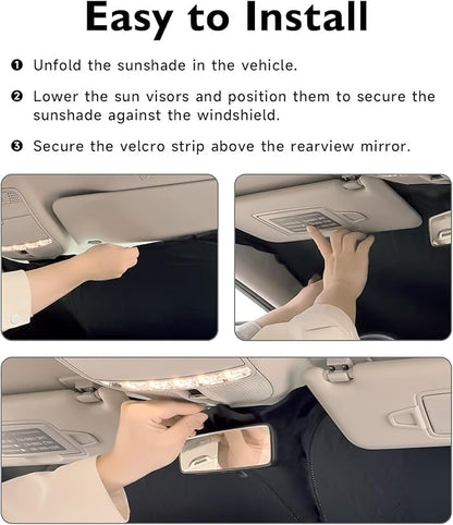 BIBLOZ Car Windshield Sun Shade for Toyota Tundra 2007-2021 Accessories Foldable PET Sunshade Keeps The Car Cool Inside