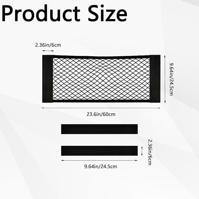 2PCS Car Cargo Net with Adhesive Tape,Storage Mesh Pocket(9.8×23.6in)