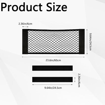 2PCS Car Cargo Net with Adhesive Tape,Storage Mesh Pocket(9.8×23.6in)