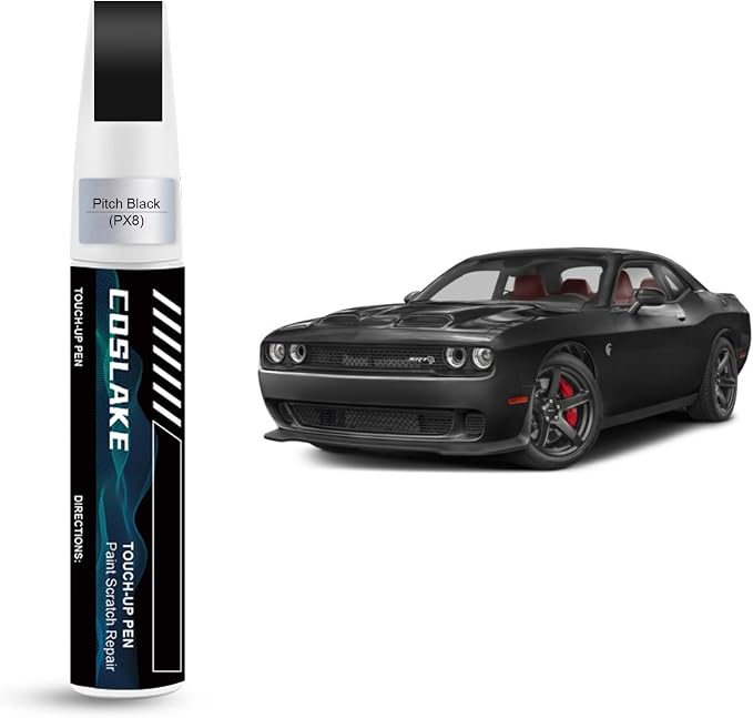 Car Touch Up Paint(Pitch Black(PX8)) for Dodge, Car Paint Scratch Repair Kit, Quick & Easy Solution to Repair, 2 in 1 Scratch Remover Pen with 2PCS Disposable Micro Applicators