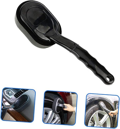 Cabilock Replaceable Handle Tire Shine Brush 4-Piece Tire Dressing Applicator Set for Car Detailing Foam Sponge Wheel Brush