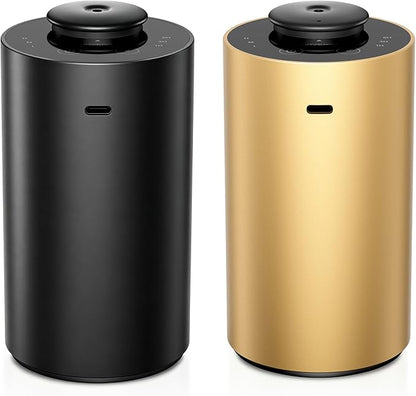 Waterless Essential Oil Diffuser for Home Aromatherapy Scent Diffusers with 3 Timer Settings or Timer-Off, 3 Mist Levels for Car Room Studio Office, ANX Premium Metal Black and Gold 2 Pack