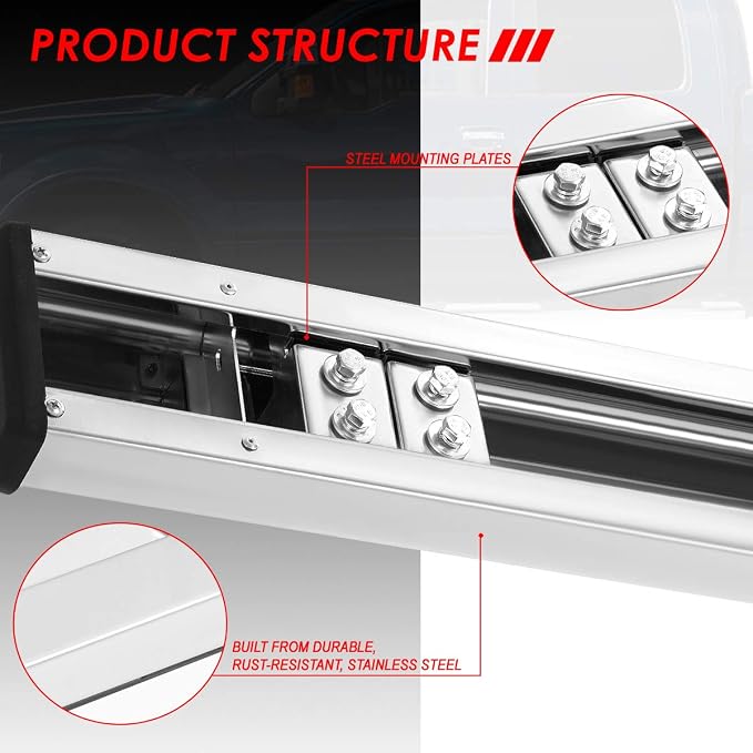 Auto Dynasty Flat Running Boards Compatible with 2004-2014 Ford F150 SuperCrew Cab, Stainless Steel Side Step Rail Nerf Bars, 5" Step Bars, Polished Chrome