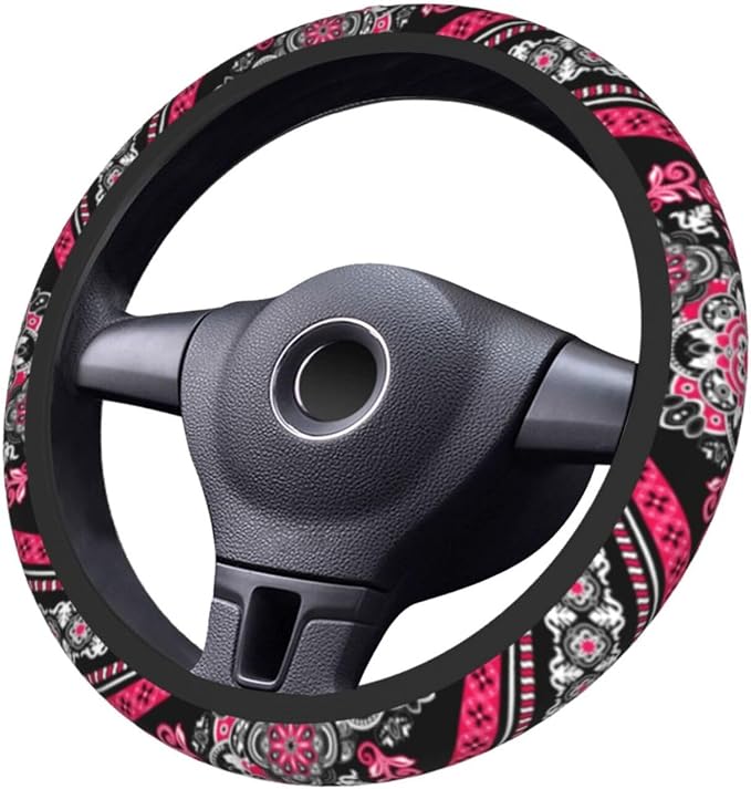 Boho Car Steering Wheel Cover Auto Accessories Universal 15 Inch Non-Slip Neoprene for Women Cute Automotive SUV Van Truck Wheel Protector