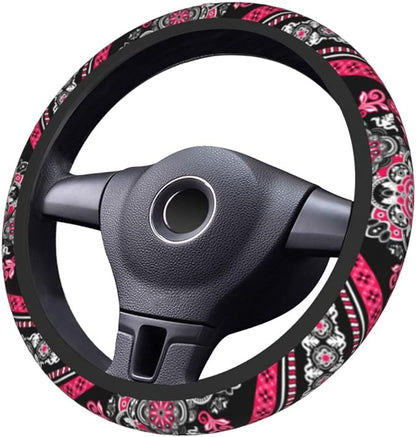 Boho Car Steering Wheel Cover Auto Accessories Universal 15 Inch Non-Slip Neoprene for Women Cute Automotive SUV Van Truck Wheel Protector