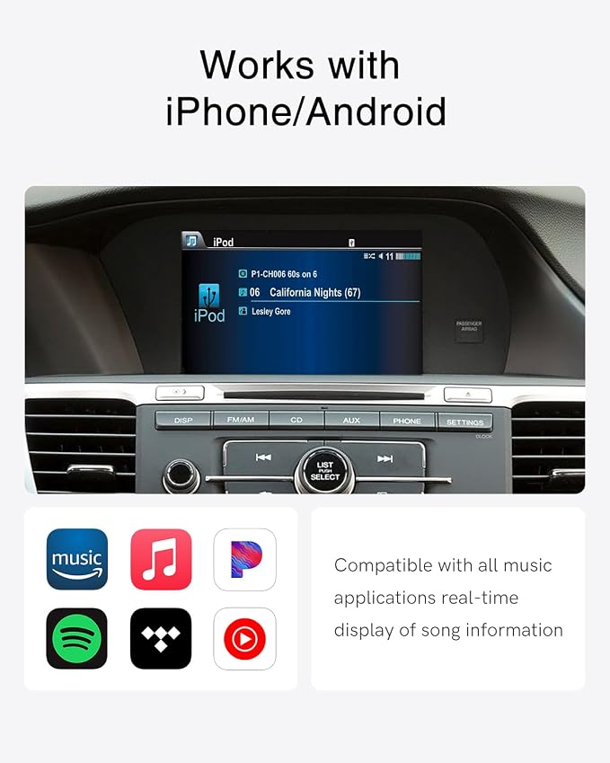 Bluetooth Car Adapter for Honda Accord/Civic/CR-V/CR-Z/Crosstour & Acura MDX/TL,TSX,iPod Music Sourse Bluetooth Receiver