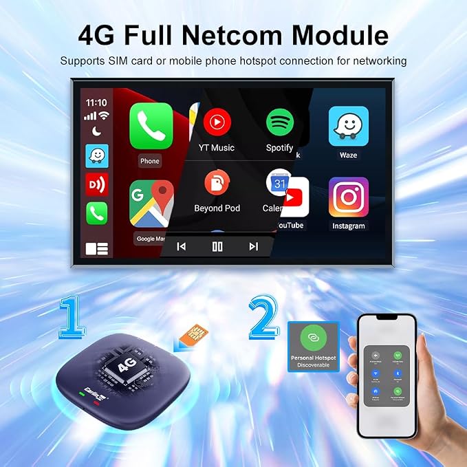 CarlinKit CarPlay Multimedia AI Box Android 13.0 System Only for Wired CarPlay Touch Screen Cars, Support Netflix YouTube Google Play ect. Wired to Wireless CarPlay Android Auto 8core 4G+64G