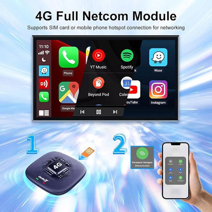CarlinKit CarPlay Multimedia AI Box Android 13.0 System Only for Wired CarPlay Touch Screen Cars, Support Netflix YouTube Google Play ect. Wired to Wireless CarPlay Android Auto 8core 4G+64G