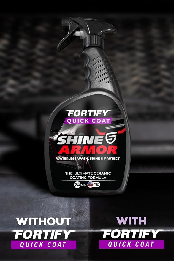 SHINE ARMOR Fortify Quick Coat - 24oz Ceramic Waterless Detailer Spray | 3-in-1 Wash, Wax & Nano-Ceramic Coating | Mirror Shine, Zero Streaks, No Dust Residue | 6-12 Month Protection | Made in USA