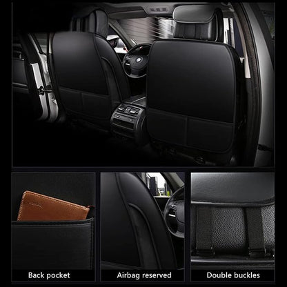 otoez Car Seat Covers Full Set Luxury Leather Automotive Interior Seat Covers, Waterproof Non-Slip Front & Rear Seat Cushion Protector Universal Fit Most Car Sedan Truck SUV (Black, with Pillows)