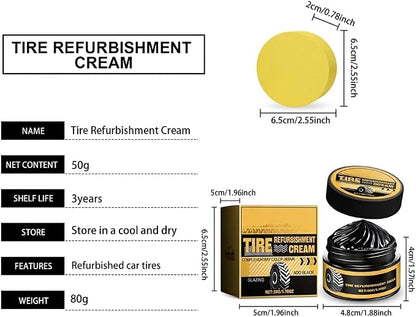 Tire Polishing Coating Paste with Sponge, Powerful Wheel Tyre Nourish Cream | Tire Shine Paste for Deep Black Gloss, Interior Exterior Renovation, Powerful Tire Polish Wax for Car Owners