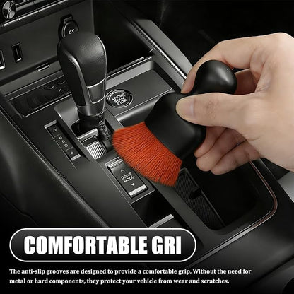 Car Detailing Brushes, Car Cleaning Brush, Auto Interior Soft Bristles Curved Cleaning Brush, Auto Detailing Dusting Tool Universal for Dashboard Air Conditioner Vent Computer (Black Brown)