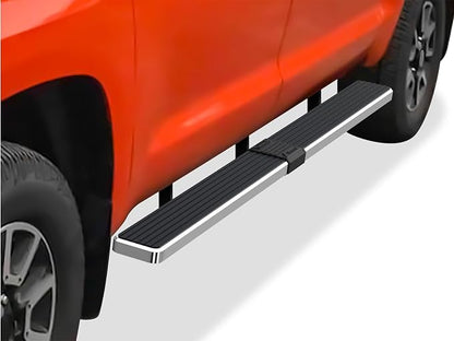 APS (304 Stainless Steel Polished Silver 5 inches) Running Boards Nerf Bars Side Steps Compatible with Toyota Tundra 2007-2021 CrewMax