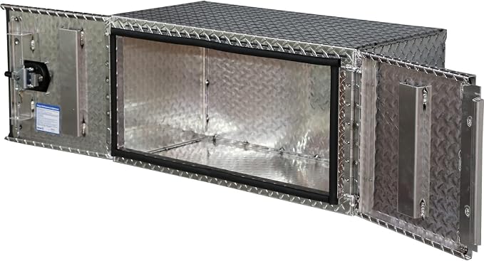 Buyers Products 1705215 Underbody Truck Tool Box w/ Barn Doors, 18x18x 60 Inch, Diamond Tread Aluminum, Made in USA, Compression Latch, Weather Resistant, Toolbox for Flatbeds, Trailers & Work Trucks