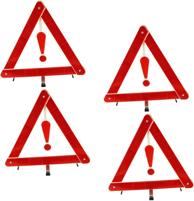 Unomor 4pcs Auto Safety Warning Signs Car Warning Triangle Kit Material Easy to Store Firm Structure for Vehicle Maintenance Construction