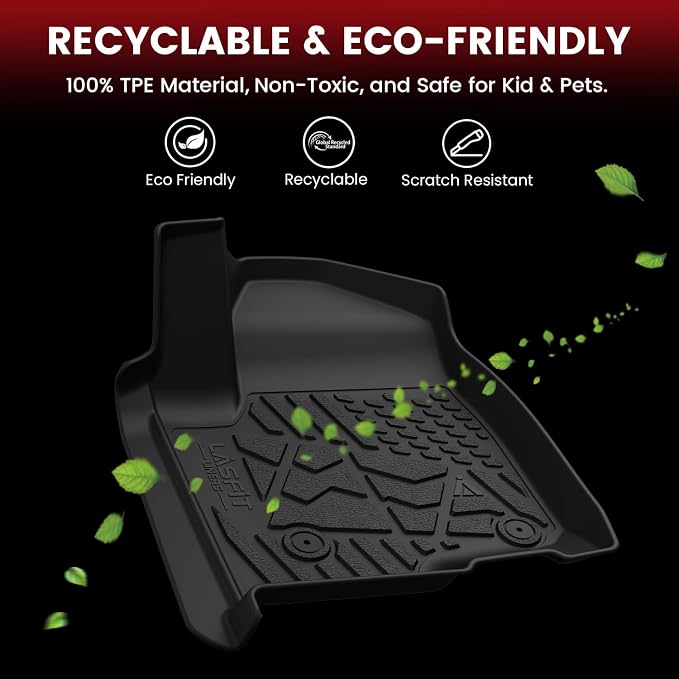 LASFIT Floor Mats 2019-2026 for Chevy Silverado/GMC Sierra 1500, 2020-2026 2500HD 3500HD, Only Double Cab/Bucket Seat (Only Fit with Rear Under-Seat Storage, But Not Fit 2nd Row Plastic Storage)