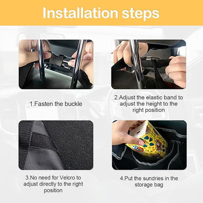 Osilly Car Trunk Organizer with Lid, Backseat Hanging Storage Bag with 4 Pockets & 3 Adjustable Straps, Waterproof PVC Collapsible Cargo Bag, Car Interior Accessories for Auto SUV MPV