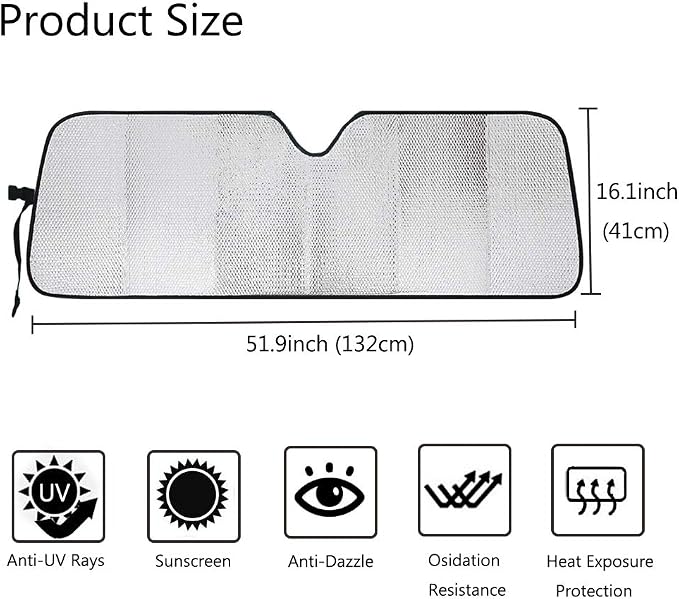 Big Hippo Windshield Sun Shade for 2007-2023 Wrangler Rubicon Sahara TJ JK JKU 2 & 4 Door-Blocks UV Rays Sun Visor Protector,Car Sun Shade Keep Your Vehicle Cool,Car Window Shade