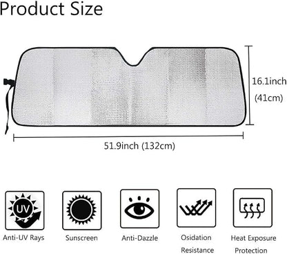 Big Hippo Windshield Sun Shade for 2007-2023 Wrangler Rubicon Sahara TJ JK JKU 2 & 4 Door-Blocks UV Rays Sun Visor Protector,Car Sun Shade Keep Your Vehicle Cool,Car Window Shade
