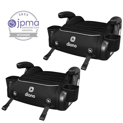 Diono Connect3 RXT Backless Booster, Pack of 2, Slim Fit 3-Across in Many Mid-Sized Sedans and SUVs, for Children from 40-120 lbs., Lightweight with Latch connectors, Black Storm