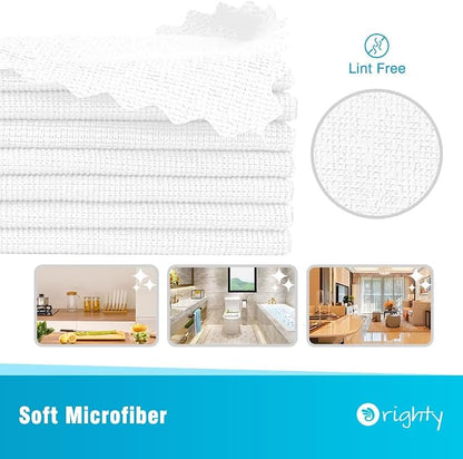Orighty Microfiber Cleaning Cloth, 100 Pack Microfiber Towels for Cars, Multi-Purpose Shop Towels Cleaning Rags Bulk for Car, Home, Kitchen, 11.5’’ x 11.5’’, White