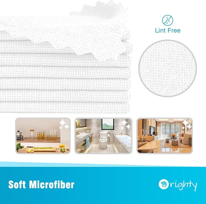 Orighty Microfiber Cleaning Cloth, 200 Pack Microfiber Towels for Cars, Multi-Purpose Shop Towels Cleaning Rags Bulk for Car, Home, Kitchen, 11.5’’ x 11.5’’, White