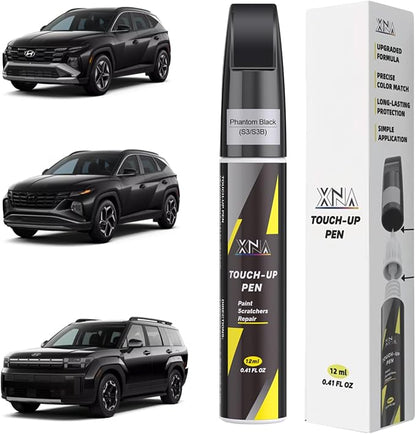 XNA Phantom Black(S3/S3B) for Hyundai Touch Up Paint, Car Scratch Remover for Nicks and Chips Repair, 2-In-1 Quick & Easy Fix Car Scratch Repair Kit with Exact Color-Matched